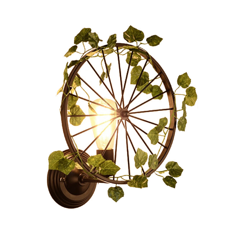 BowLift | 1 Light Wall Lighting Fixture Industrial Diamond / Globe / Square Metal LED Wall Lamp Sconces in Black with Plants