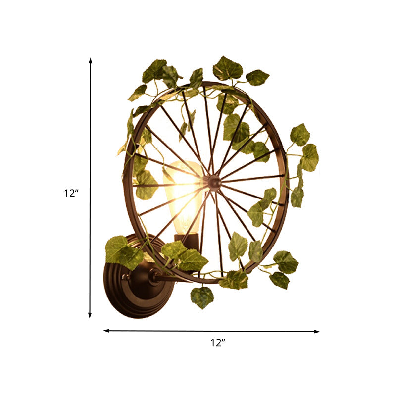 BowLift | 1 Light Wall Lighting Fixture Industrial Diamond / Globe / Square Metal LED Wall Lamp Sconces in Black with Plants