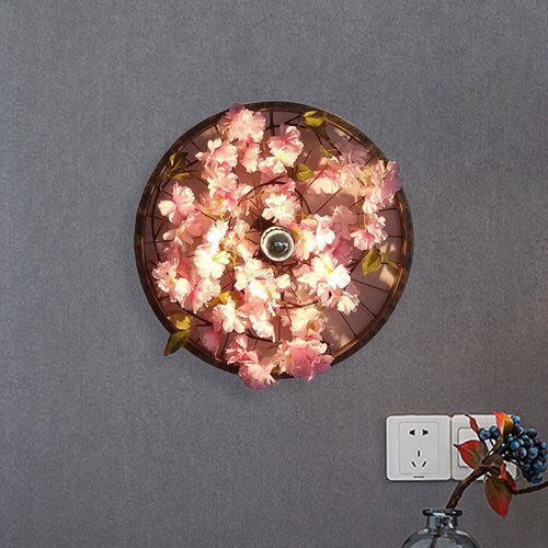 BowLift | LED Wall Light Industrial Restaurant Flower Wall Mounted Fixture with Wheel Metal Shade in Black, 12.5