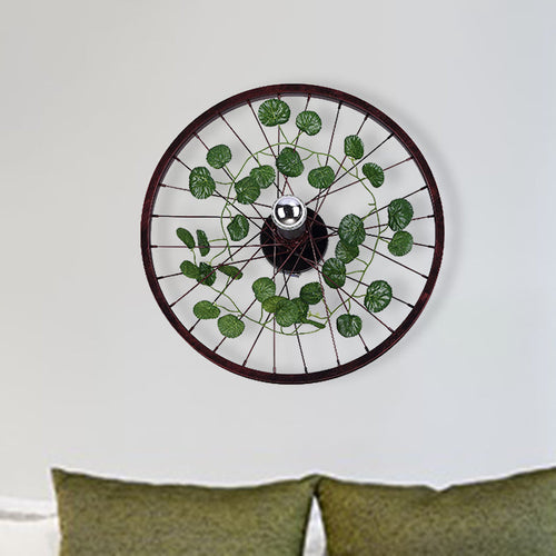 BowLift | Rust Wheel Wall Light Industrial Metal 1 Bulb Restaurant LED Plants Wall Mount Lamp, 12.5