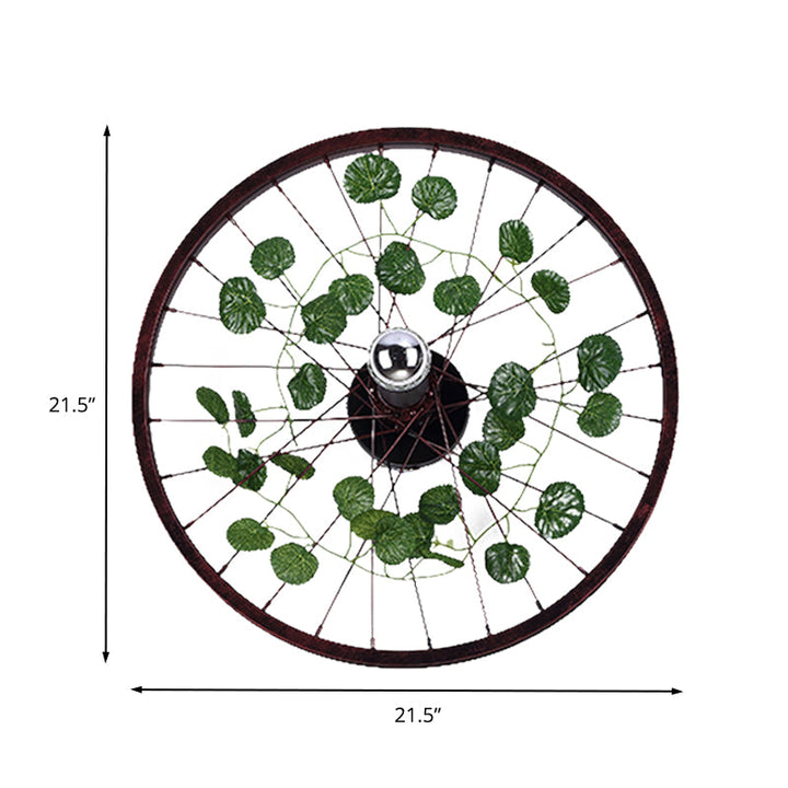 BowLift | Rust Wheel Wall Light Industrial Metal 1 Bulb Restaurant LED Plants Wall Mount Lamp, 12.5"/18"/21.5" Diameter