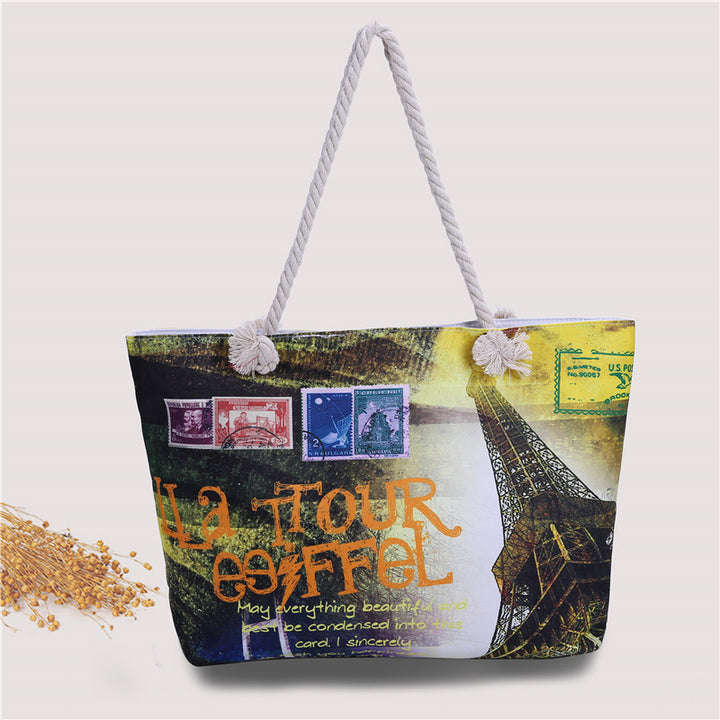 Large beach bag with nostalgic Paris motif Bowlift