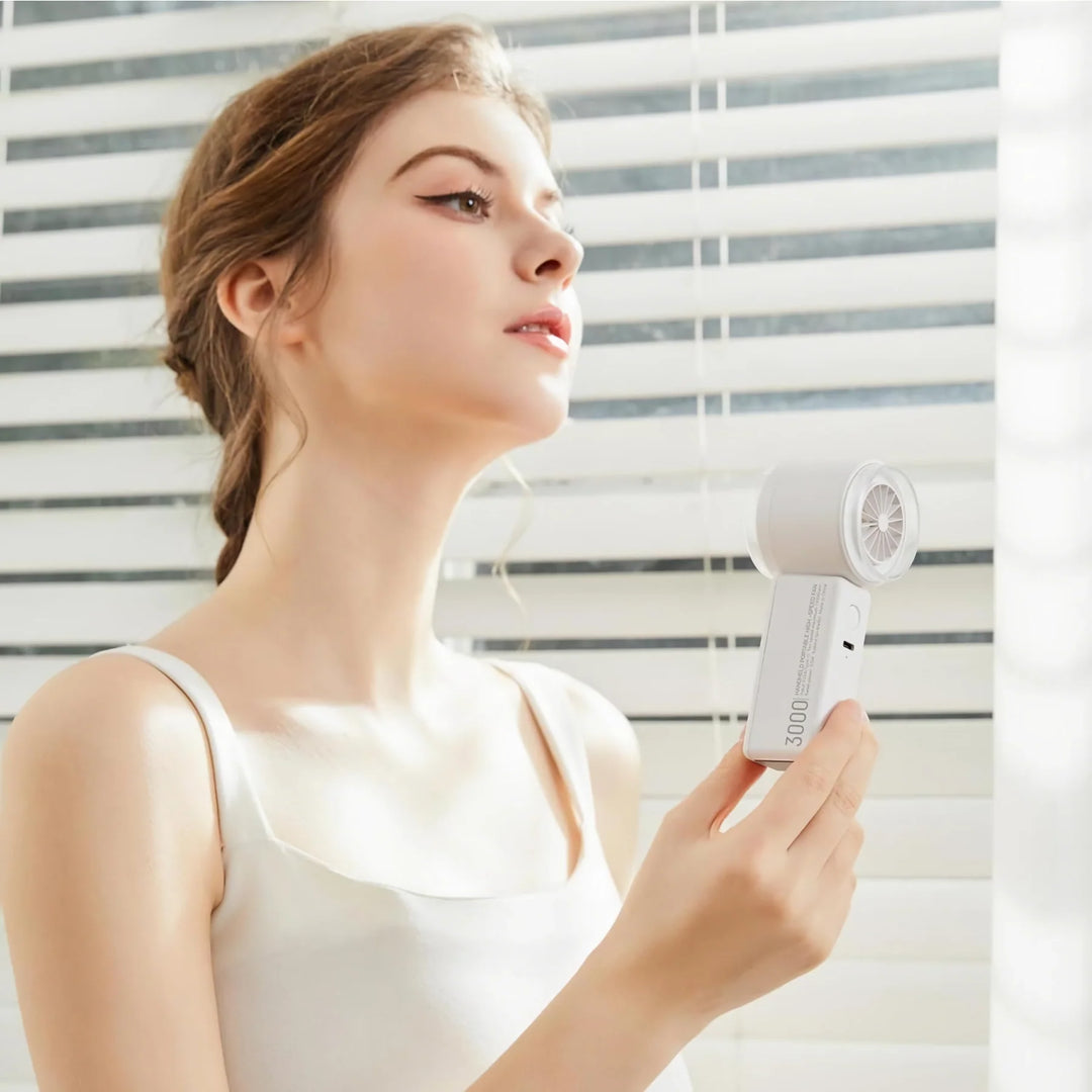 Compact High-Speed Handheld Fan with Digital Display - USB Rechargeable, 5 Speeds | Bowlift