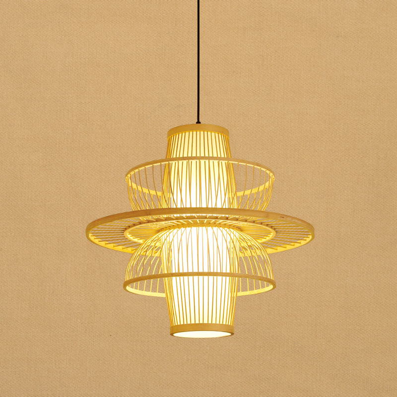BowLift | ZenLuxe Pendant - Elegant Black-Beige Bamboo Pendant Light