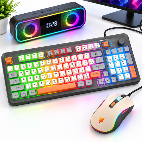 Wired RGB Mechanical Gaming Keyboard and Ergonomic Mouse Combo Bowlift