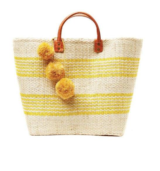 Stylish basket bag with playful pompons Bowlift