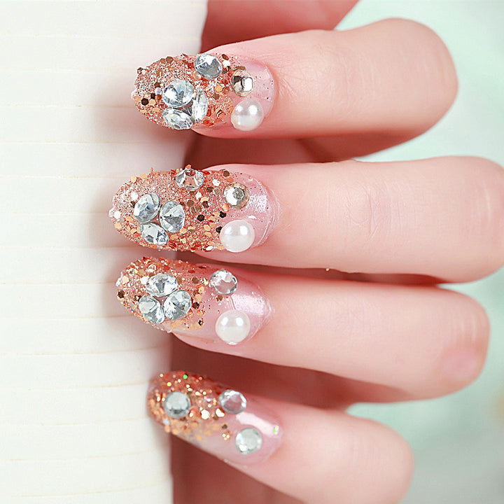 Rhinestone-Decorated Press-On Nails