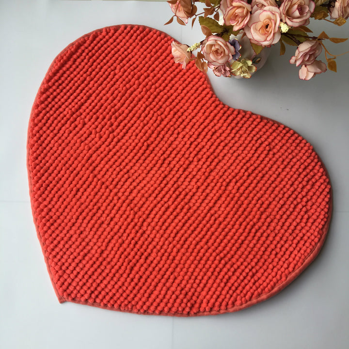 Heart-Shaped Soft Textured Bath Mat Bowlift