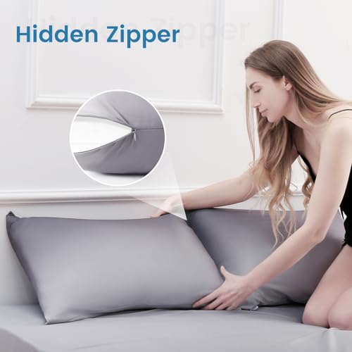 2 Pack Gray Cooling Pillowcases – Breathable, Soft, Skin & Hair Protecting | Bowlift