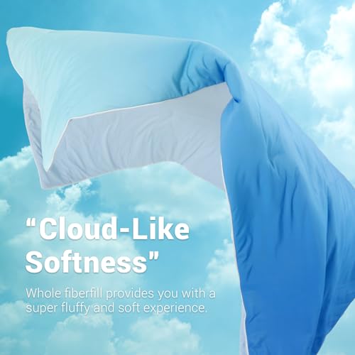 Cooling Comforter Absorbs Body Heat to Keep Cool, Double-Sided Cooling Blanket for Hot Sleepers  Cool Fabric Q-Max>0.5, Lightweight Summer Comforter Cold Blanket, Gradient Dark Blue | Bowlift