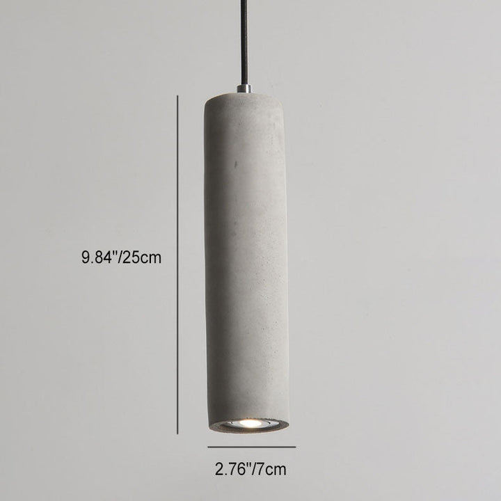 BowLift | StoneCast Industrial Cylinder Pendant Light made of Concrete | 1 Light | Smooth or Rough Surface
