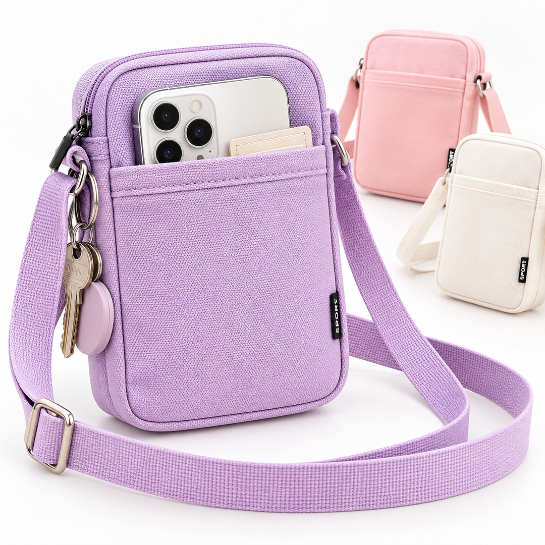 Corduroy Crossbody Phone Pouch Bag with Adjustable Strap Bowlift