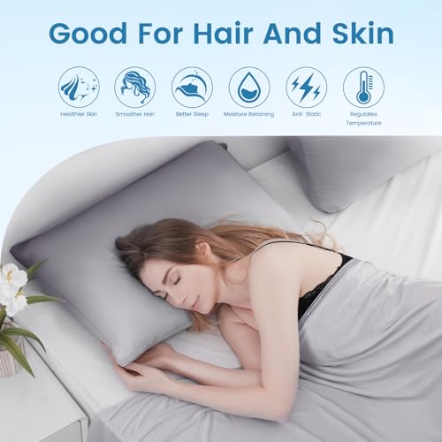 2 Pack Gray Cooling Pillowcases – Breathable, Soft, Skin & Hair Protecting | Bowlift