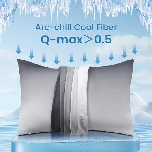 2 Pack Gray Cooling Pillowcases – Breathable, Soft, Skin & Hair Protecting | Bowlift