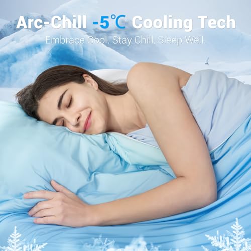 Cooling Comforter Absorbs Body Heat to Keep Cool, Double-Sided Cooling Blanket for Hot Sleepers  Cool Fabric Q-Max>0.5, Lightweight Summer Comforter Cold Blanket, Gradient Dark Blue | Bowlift