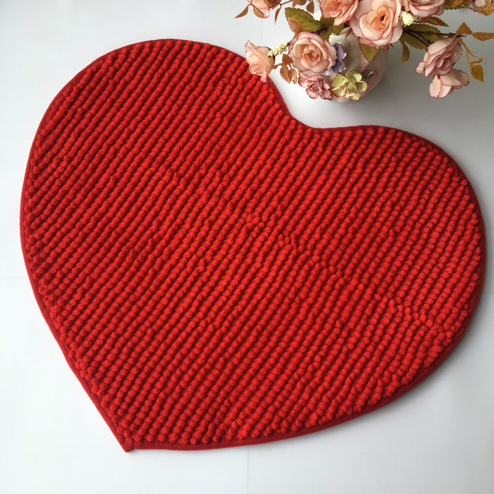 Heart-Shaped Soft Textured Bath Mat Bowlift