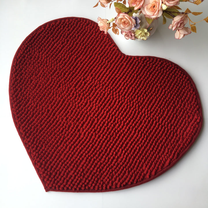 Heart-Shaped Soft Textured Bath Mat Bowlift