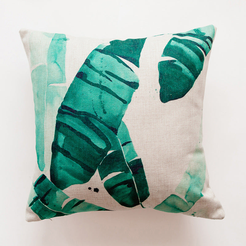 Tropical Leaf Print Decorative Pillow