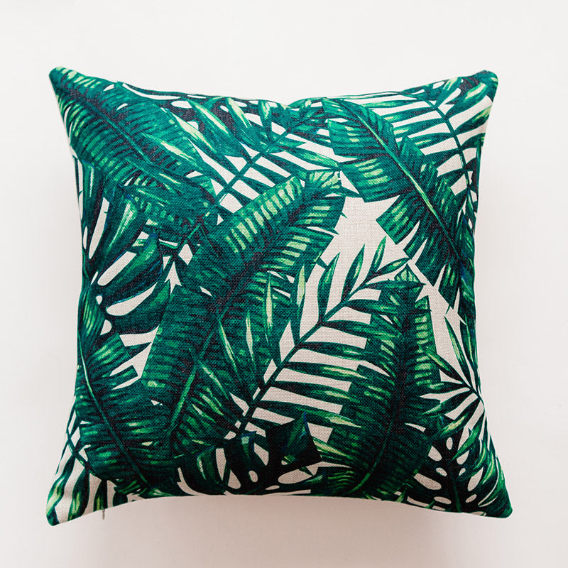 Tropical Leaf Print Decorative Pillow