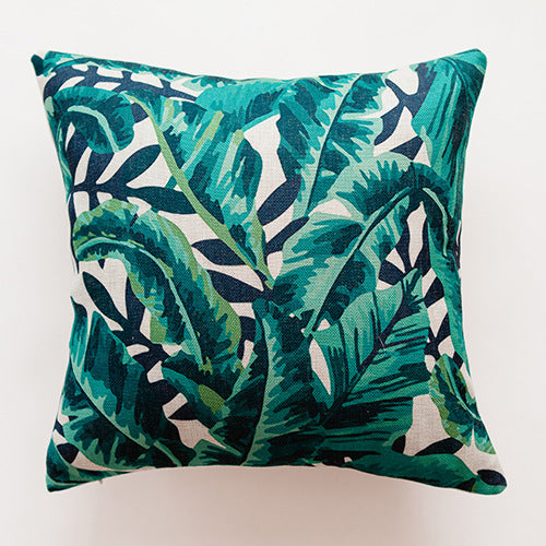 Tropical Leaf Print Decorative Pillow