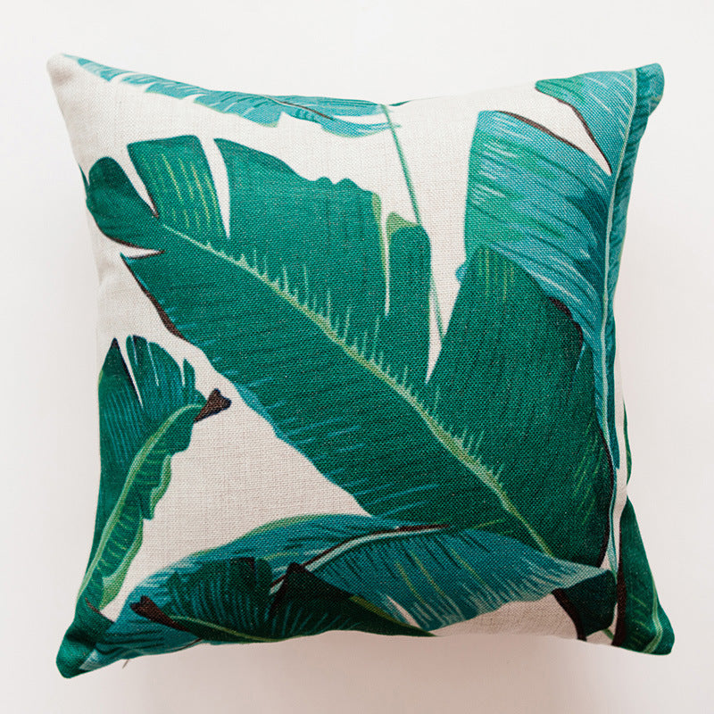 Tropical Leaf Print Decorative Pillow