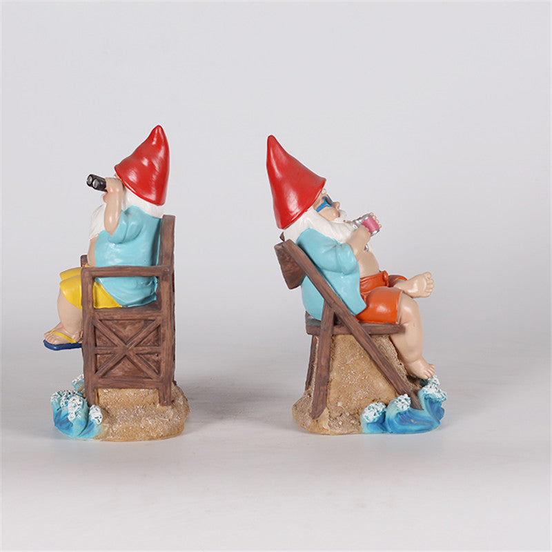 Beach-Themed Relaxing Gnome Figurine Set