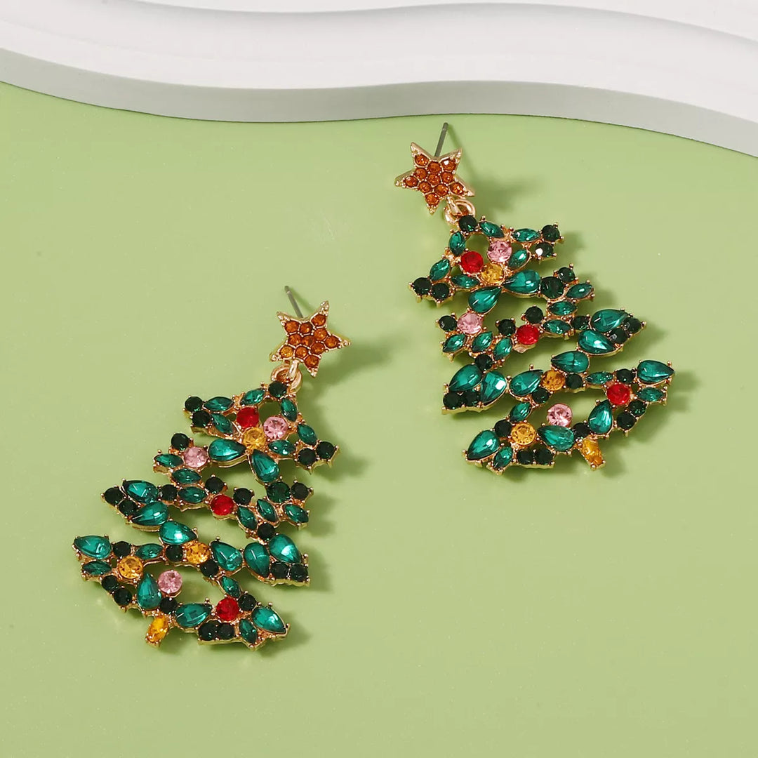 BowLift | Christmas Tree Earrings with Rhinestones