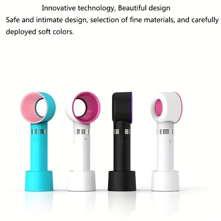 1pc USB Rechargeable Bladeless Handheld Fan - Portable Mini Desk Fan with 3 Speeds for Travel, Camping, Office, and Room Use | Bowlift