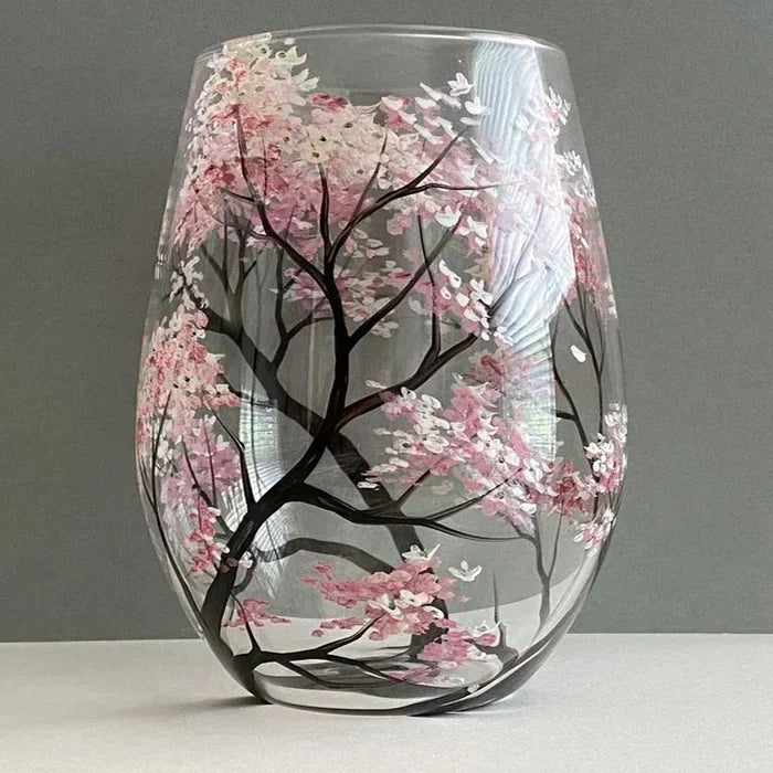 BowLift | Hand Painted Four Seasons Tree Wine Glasses | Unique Art