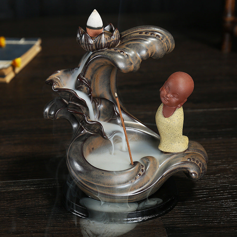 Decorative Buddha Fountain Incense Holder