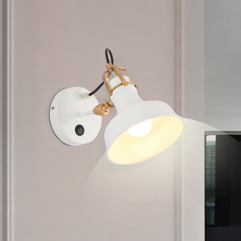 BowLift | White Barn Wall Sconces Lighting Contemporary Metallic 1 Light Wall Mounted Fixture with Switch