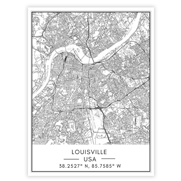 Louisville City Map - Canvas Wall Art Painting | Bowlift