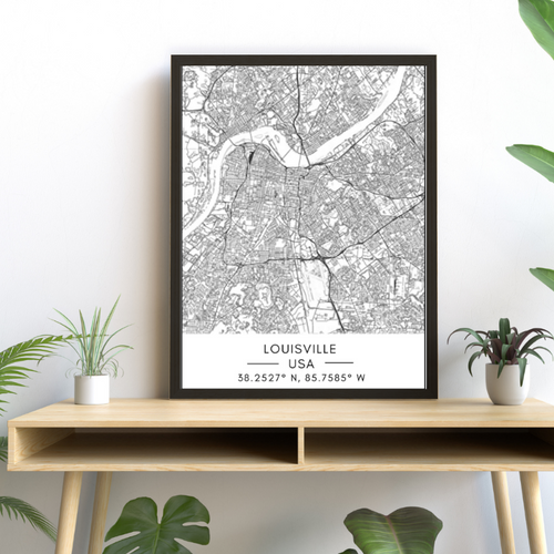 Louisville City Map - Canvas Wall Art Painting | Bowlift