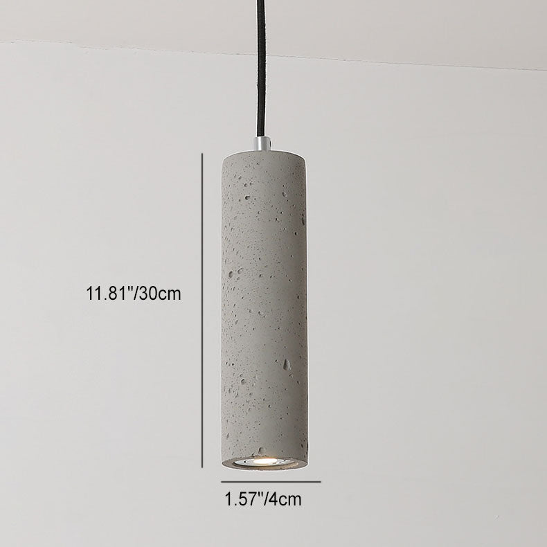 BowLift | StoneCast Industrial Cylinder Pendant Light made of Concrete | 1 Light | Smooth or Rough Surface