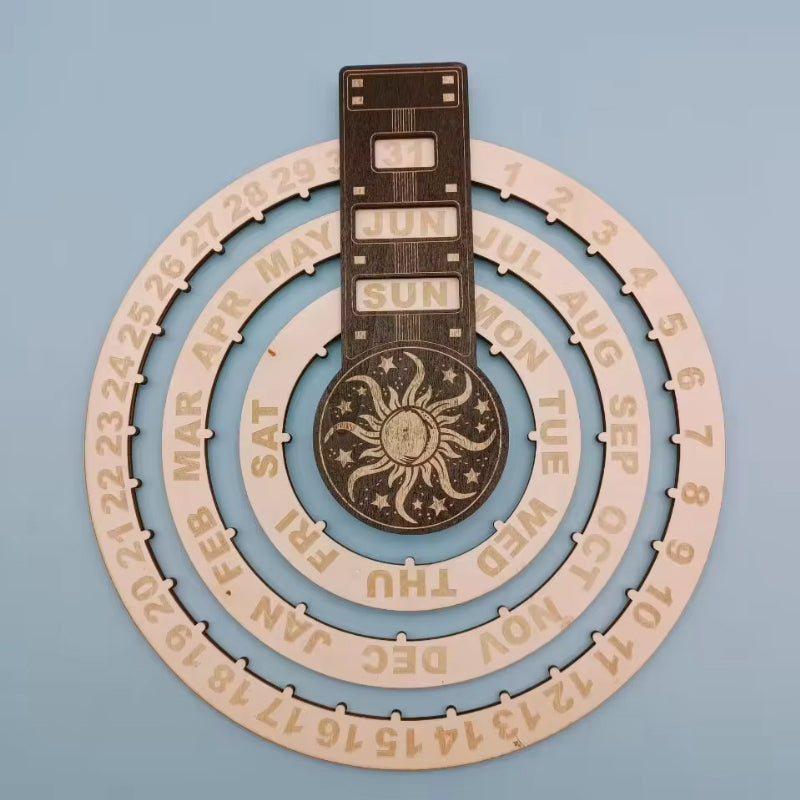Wood Rotating Circular Perpetual Calendar | Bowlift