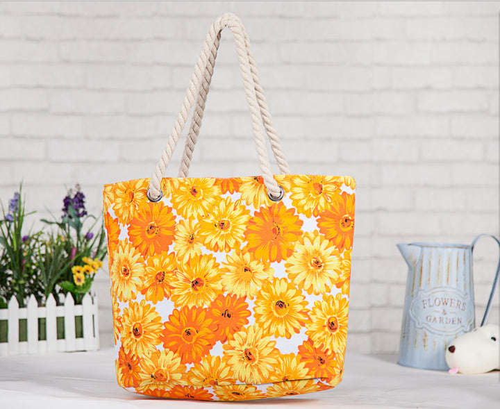 Beach bag with floral motifs and sturdy rope handles Bowlift