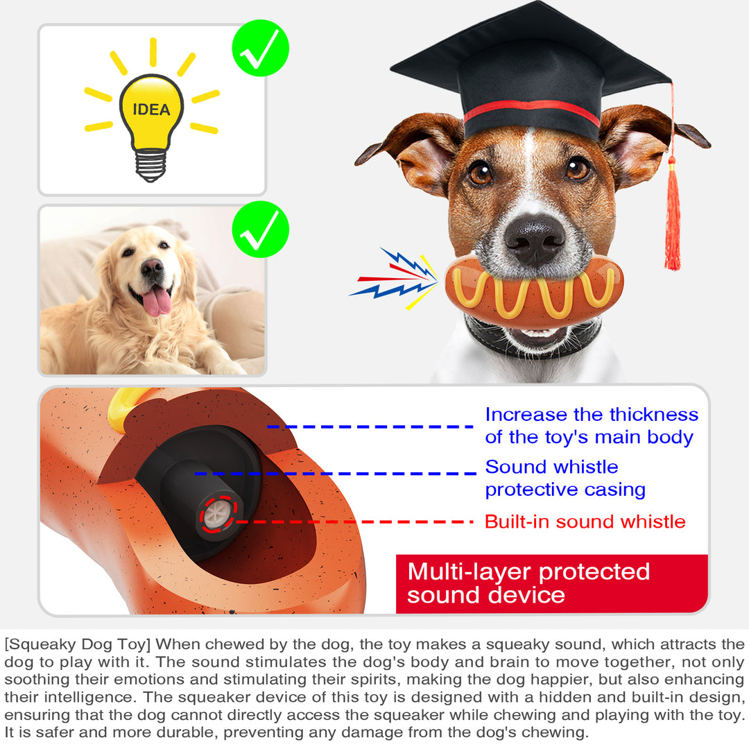 American Sausage Squeaky Chew Toy for Dogs