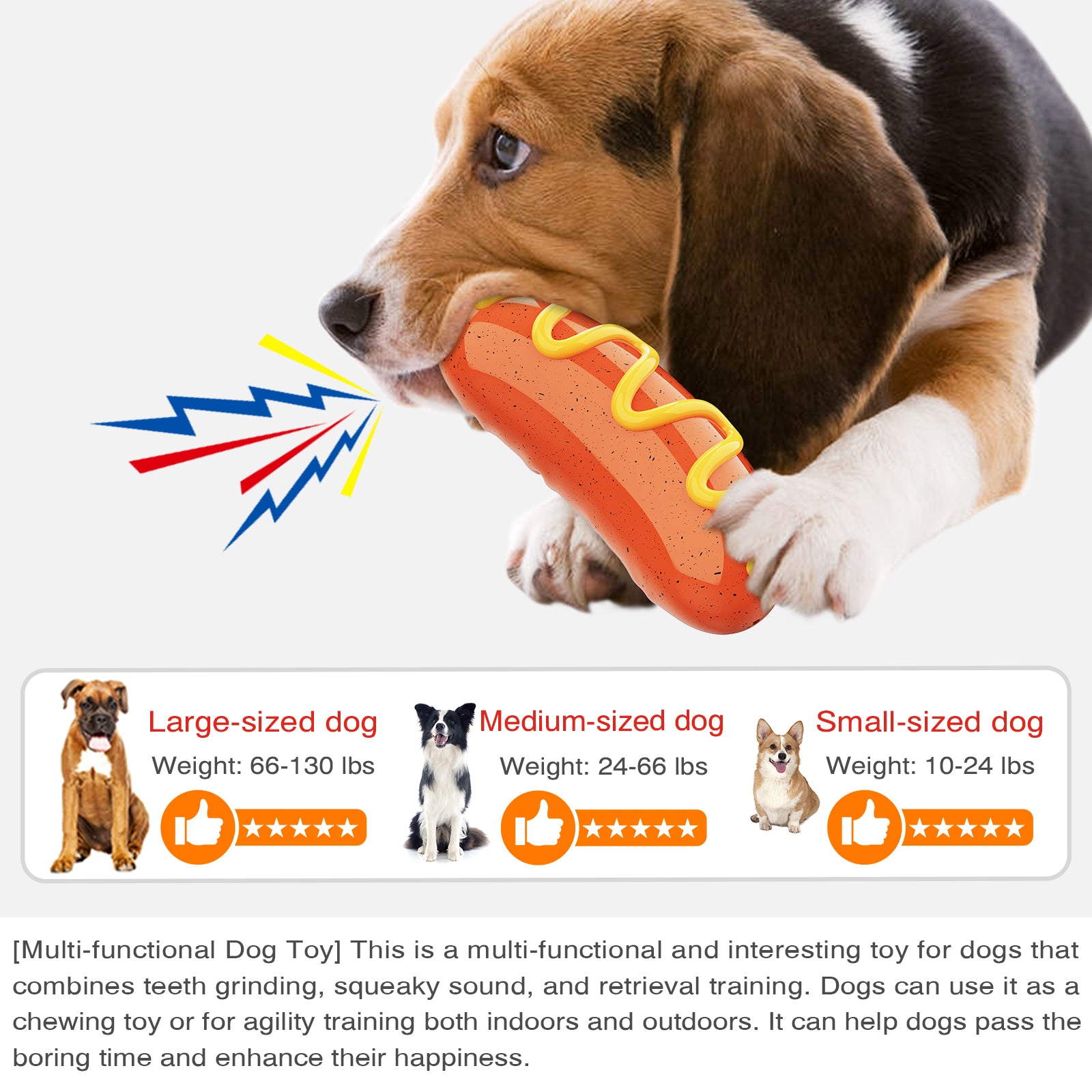 American Sausage Squeaky Chew Toy for Dogs