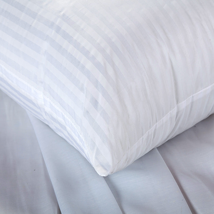 Plush Hypoallergenic Down-Alternative Pillow Insert with Stripe Sateen Cover