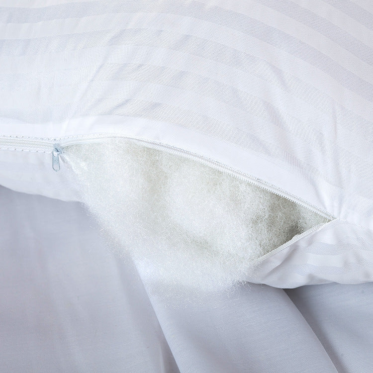 Plush Hypoallergenic Down-Alternative Pillow Insert with Stripe Sateen Cover
