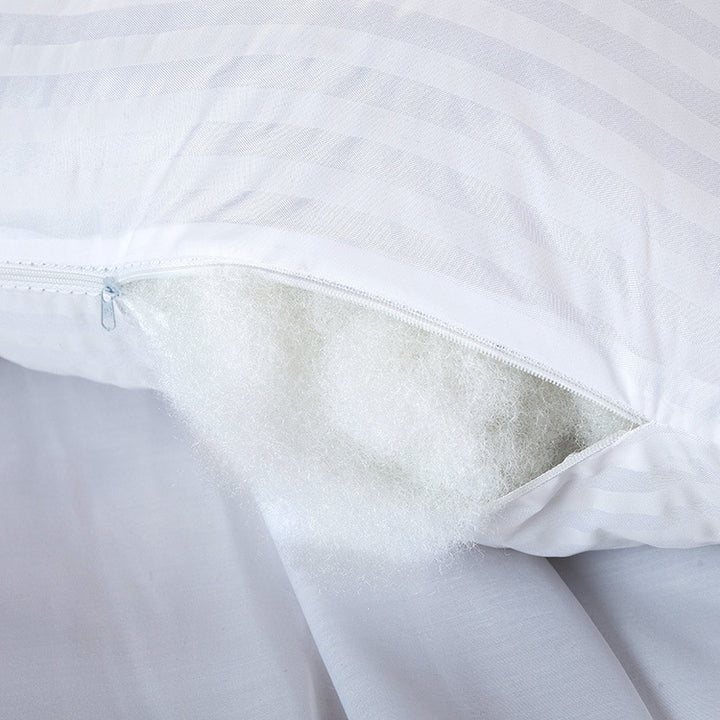 Plush Hypoallergenic Down-Alternative Pillow Insert with Stripe Sateen Cover