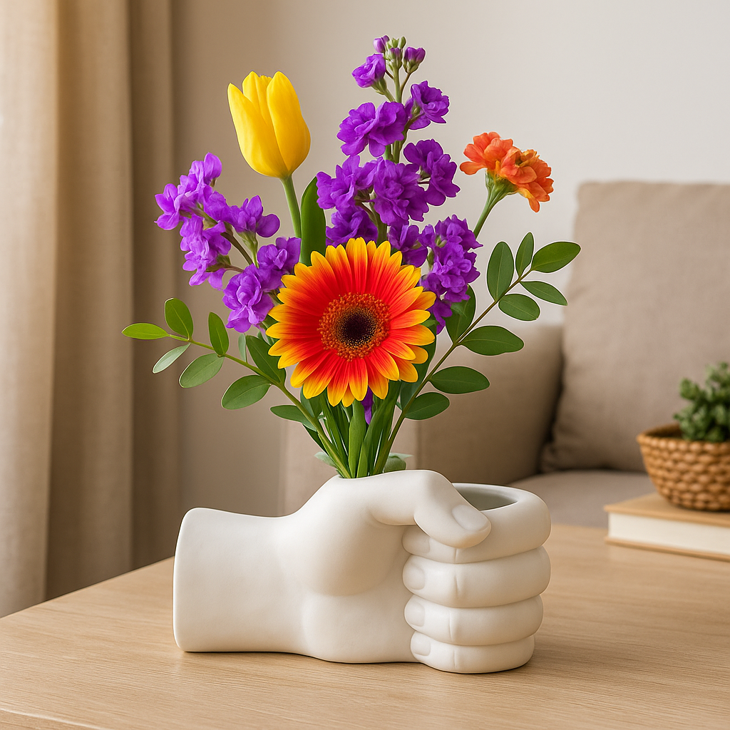 Artistic Hand Gesture Ceramic TaBowliftetop Flower Vase | Bowlift