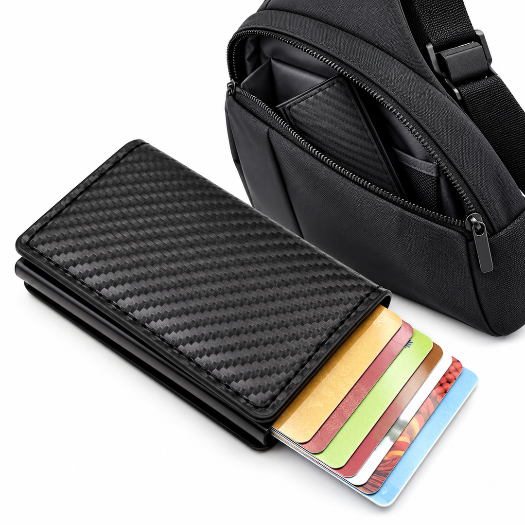 Slim RFID Blocking Leather Card Wallet with Quick Access Ejector Bowlift