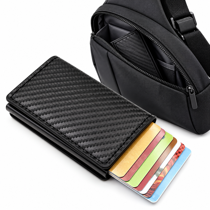 Slim RFID Blocking Leather Card Wallet with Quick Access Ejector Bowlift