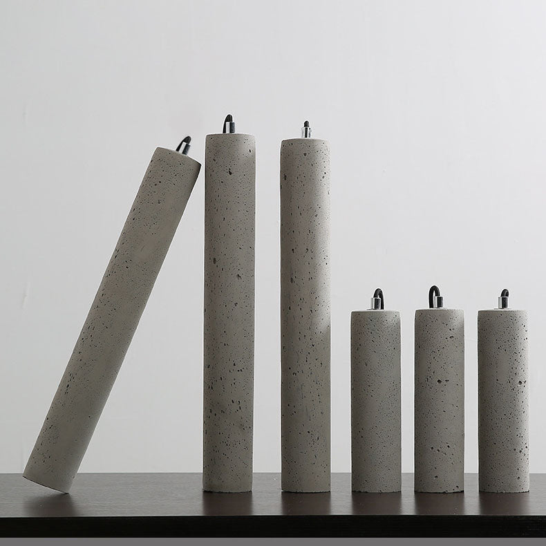 BowLift | StoneCast Industrial Cylinder Pendant Light made of Concrete | 1 Light | Smooth or Rough Surface