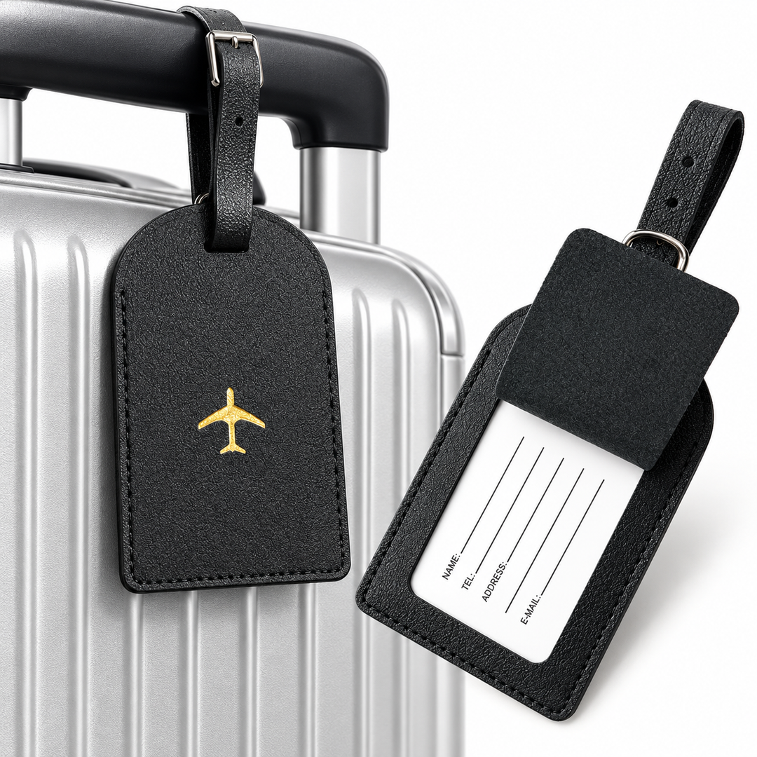 Vegan Leather Embossed Airplane Luggage Tag Bowlift