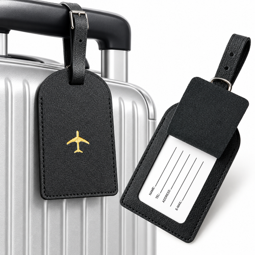Vegan Leather Embossed Airplane Luggage Tag Bowlift