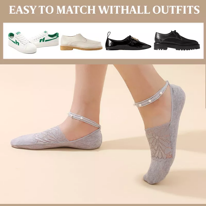BowLift | Elegant Pearl Lace Socks