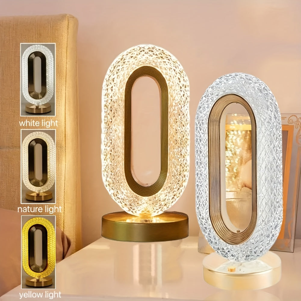 LuxeGlow – Elegant Oval Crystal Table Lamp Bowlift