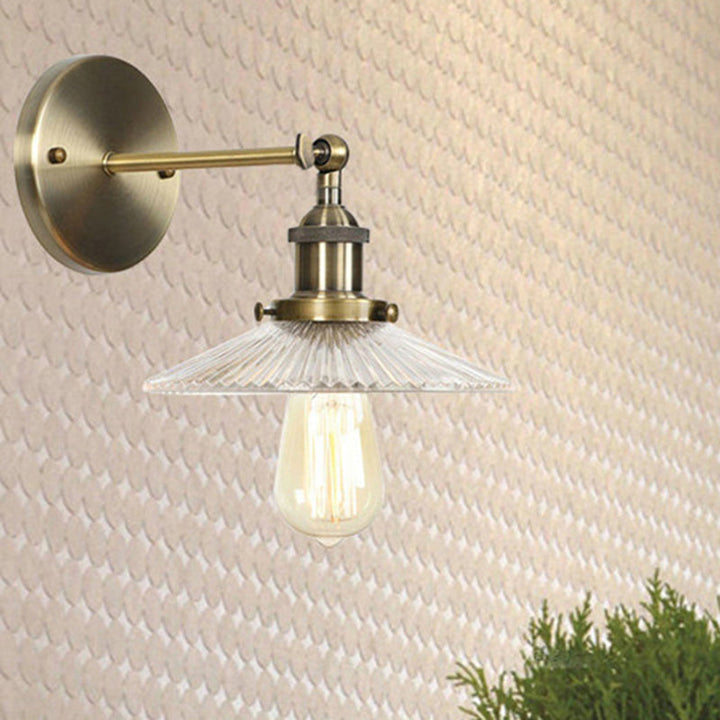 BowLift | A wall lamp with a conical shade made of clear prismatic glass Industrial dining room wall light lighting fixture
